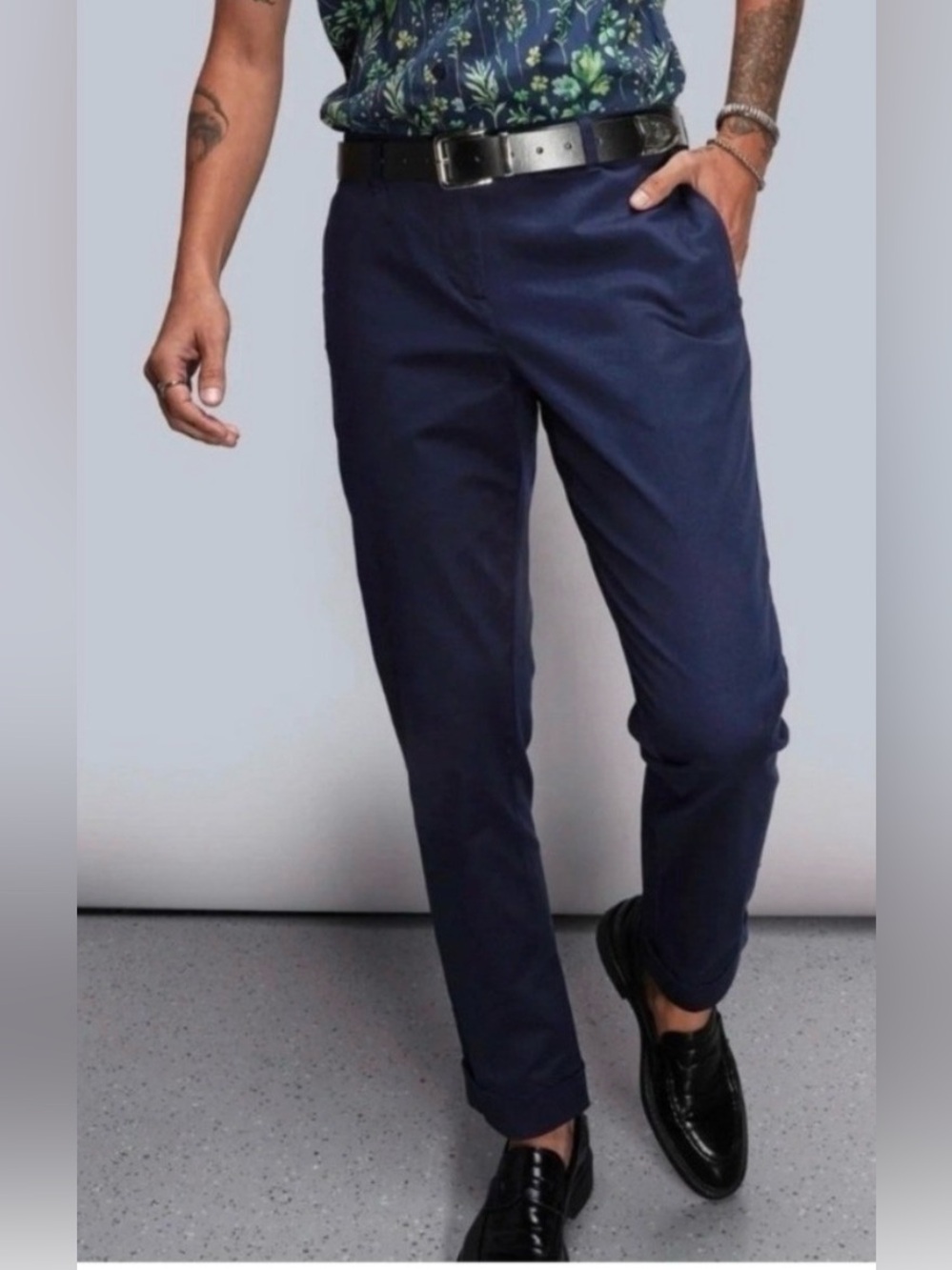 WILDFANG THE Essential Trouser Navy Pants WOMEN 14 PUNK ANKLE CHINO